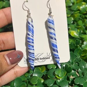 Blue and White Swirl Earrings